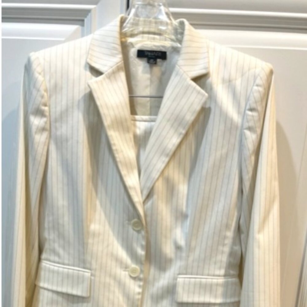 Tahari White Pin Stripe Suit